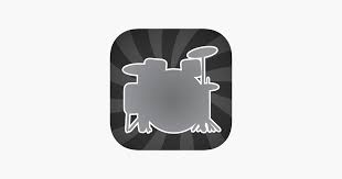 The Drum Dictionary app logo: drum kit in gray outlined in front of black square backdrop